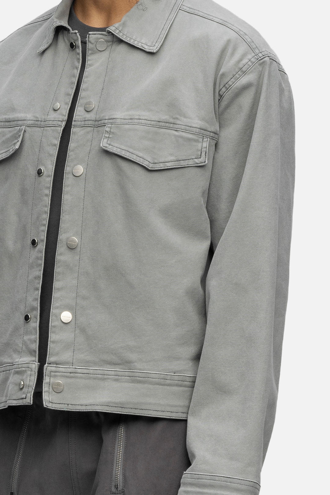 LINED CANVAS JACKET WASHED GREY