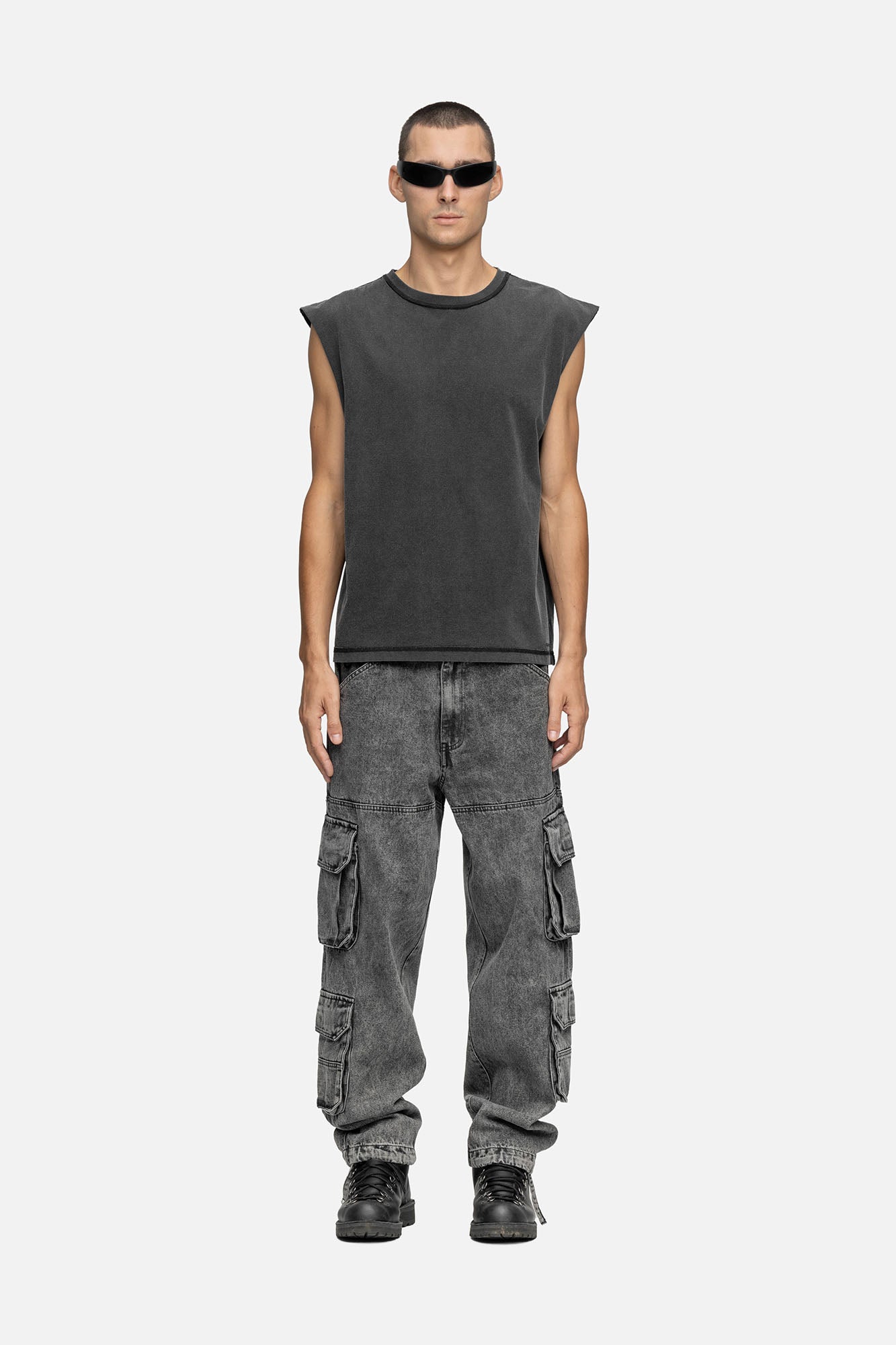 SLEEVELESS T-SHIRT WASHED BLACK