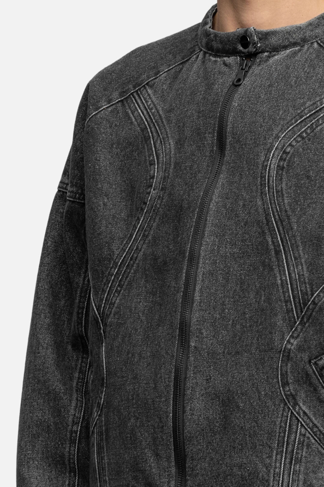 DENIM BIKER JACKET GRAIN